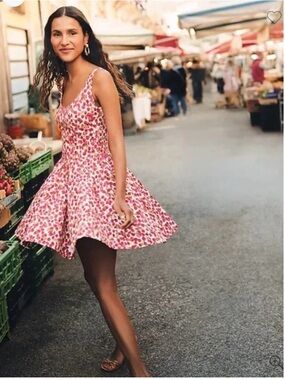 J CREW - EUC - Flit & Flare Raspberry Print Dress. Size 6